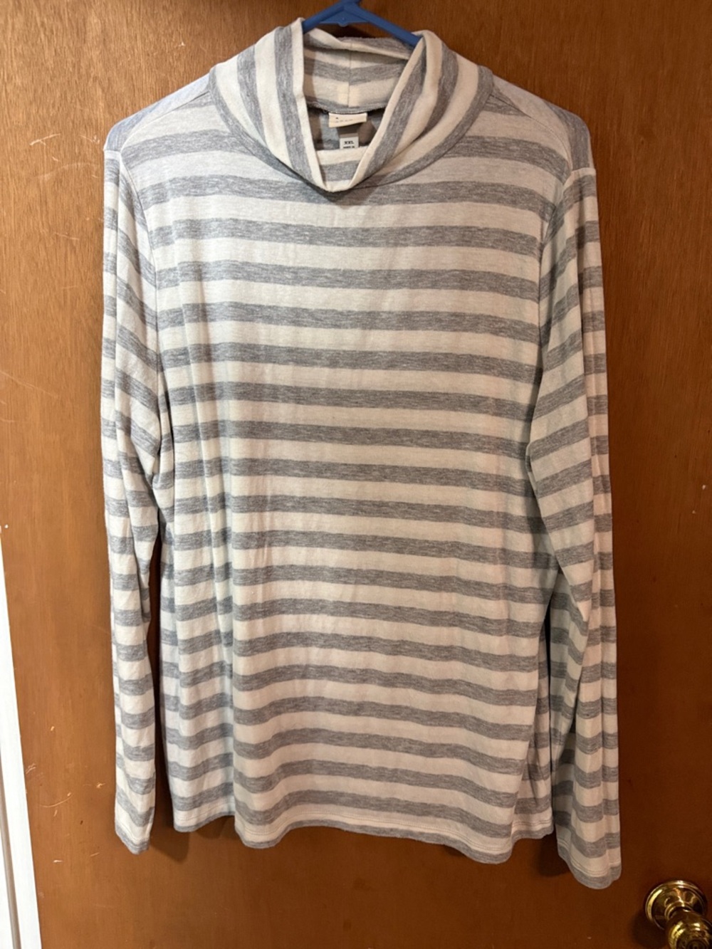 a new day Striped Turtleneck long sleeve- Light Gray & Off-White